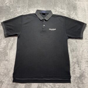 Cleveland Golf Polo Shirt Mens Size M Black Excellent Short Sleeve Pique P01